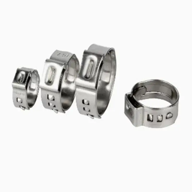 Factory 5.3mm to 30mm Hose Clamps Single Ear Stepless 304 Stainless Steel Hose Clamps Cinch Clamp Rings for Sealing