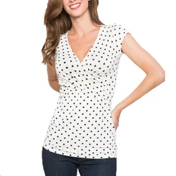 Женские блузки для беременных и кормящих мам для беременных с длинными рукавами грудного вскармливания в горошек для девочек Одежда для кормящих