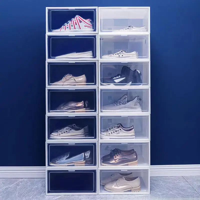 Magnetic Acrylic Clear Shoe Box Modern Foldable PET Sneaker Storage Container Functional Transparent Plastic Shoe Organizer