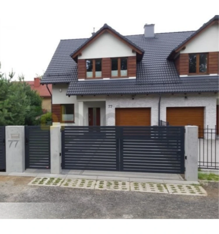 CBMmart New Design Black Aluminum Garden Automatic Driveway Double Swing Gate & Fence
