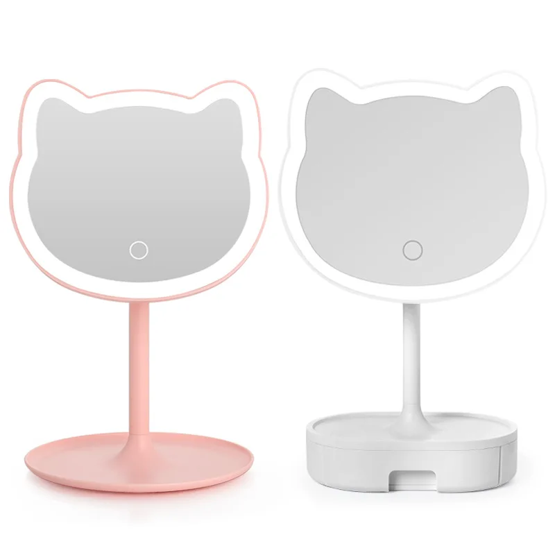 Hot Selling USB Rechargeable LED Desktop Mirror Student Dormitory Girls Electronic Makeup Mirror