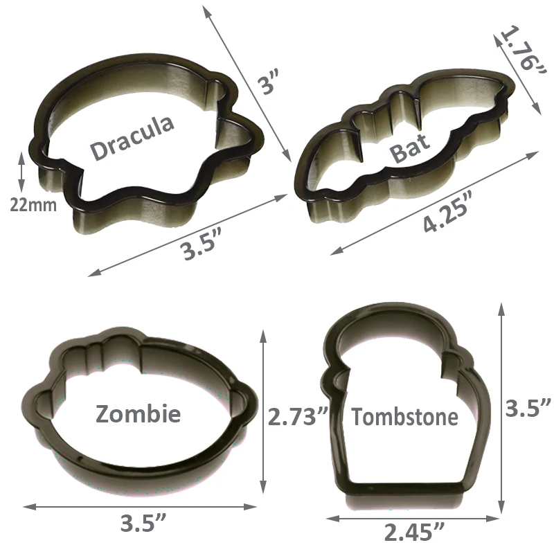 Halloween Zombie Tombstone Biscuit Fondant Dough Cutter Mold And Cookie Cutter Template Set For Royal Icing