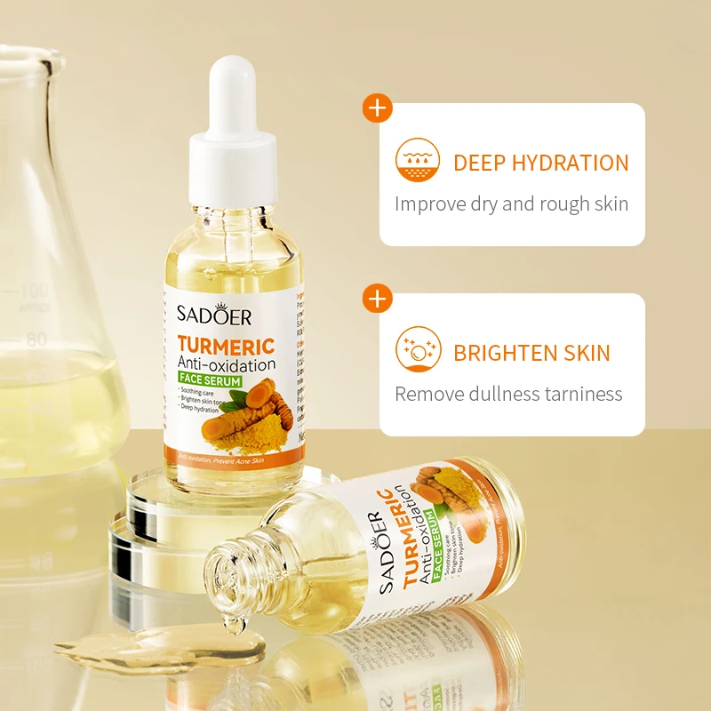 SADOER Best Hydrating Brightening Soothing Skin Care Moisturizing Wholesale Turmeric Face Serum With Anti Oxidant