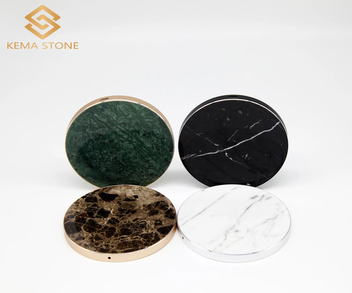 Natural Marble Stone Fast Charger Qi Wireless Charging Pad For Iphone and Mobile Phones