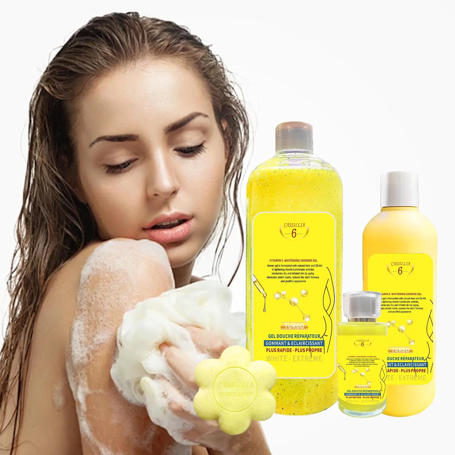 OEM private label wholesale vitamin e shower bath gel body lotion cleansing skin care moisturizing whitening home body wash set