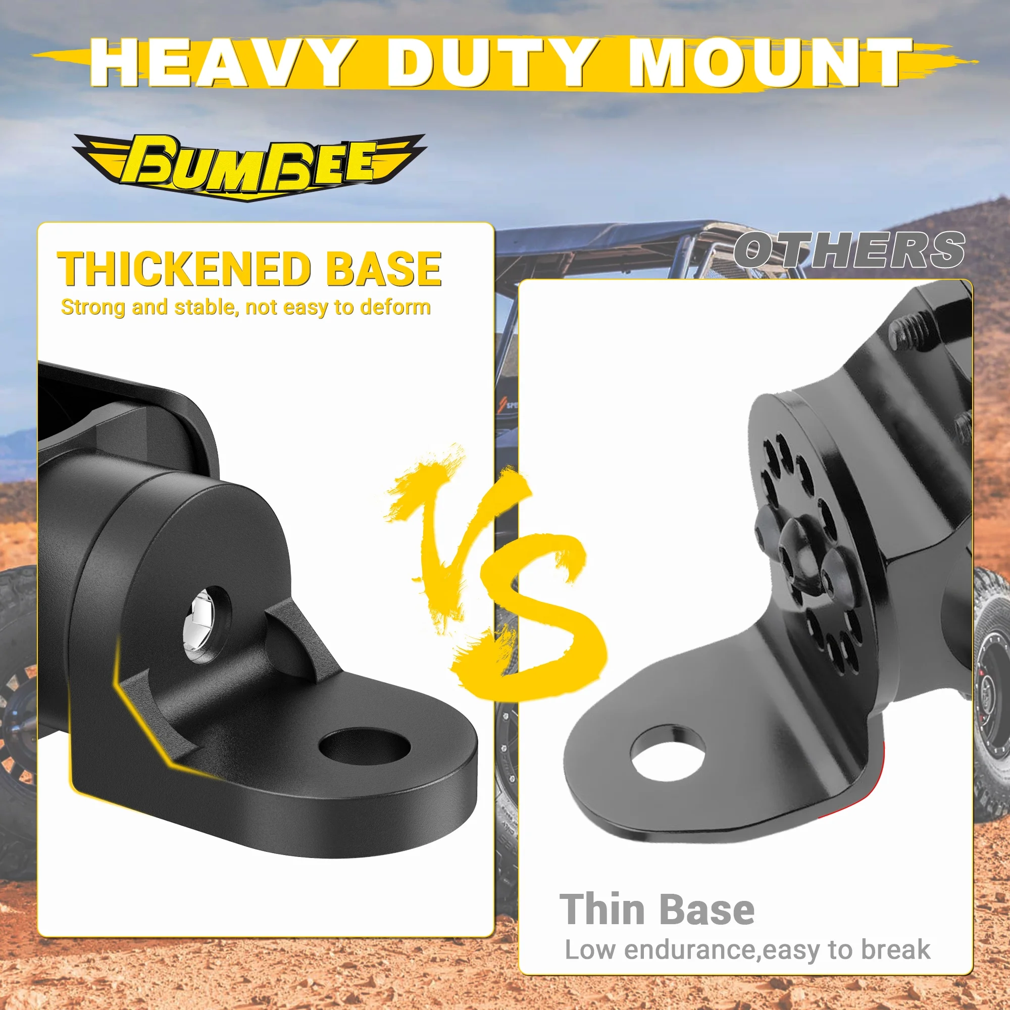 MICTUNING UTV Flag Round Mount Whip Light Mount Antenna 360 Adjustable Mounting Bracket