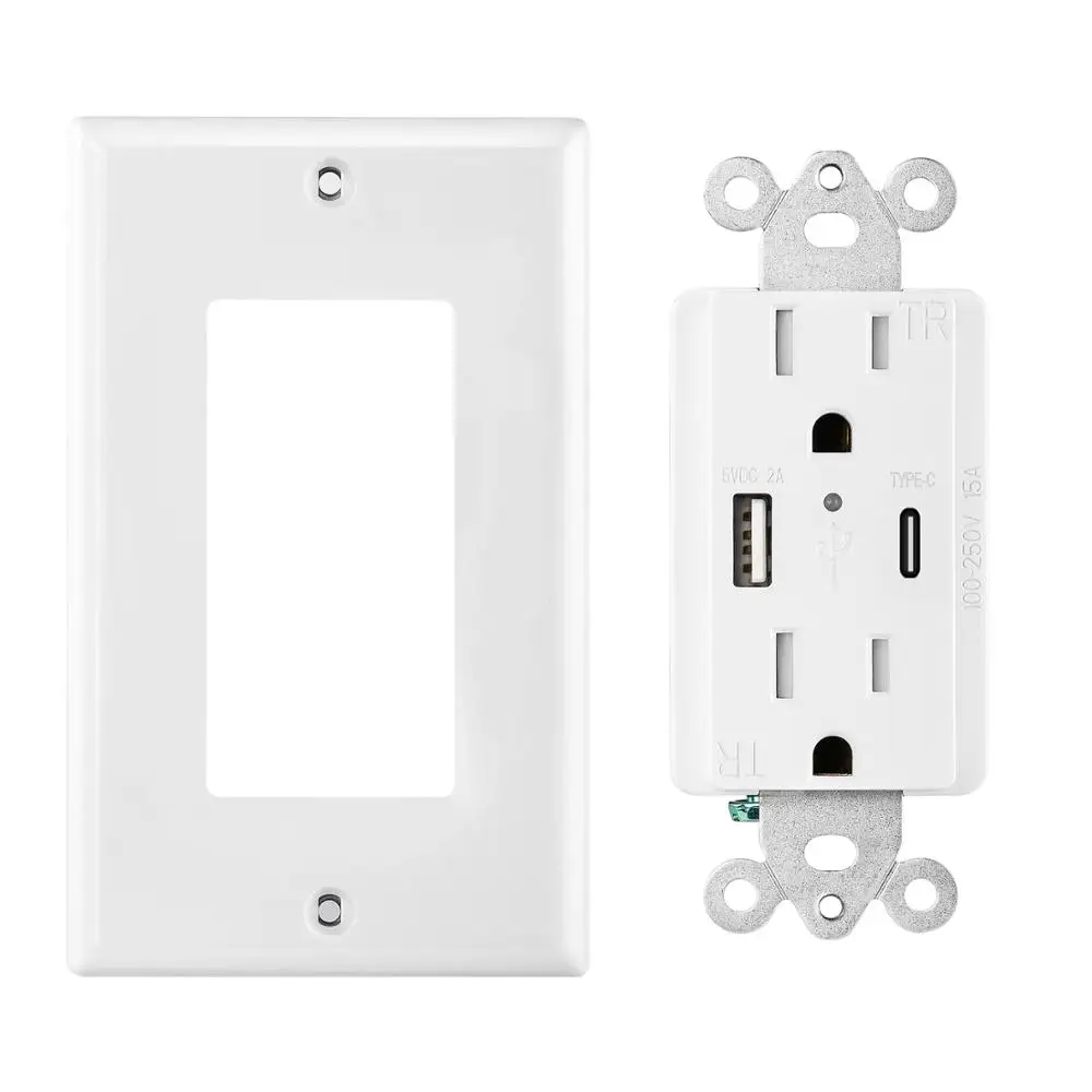 
 Настенная розетка 5 В, 4,2 а с одним портом USB Type-C и одним портом для зарядки  