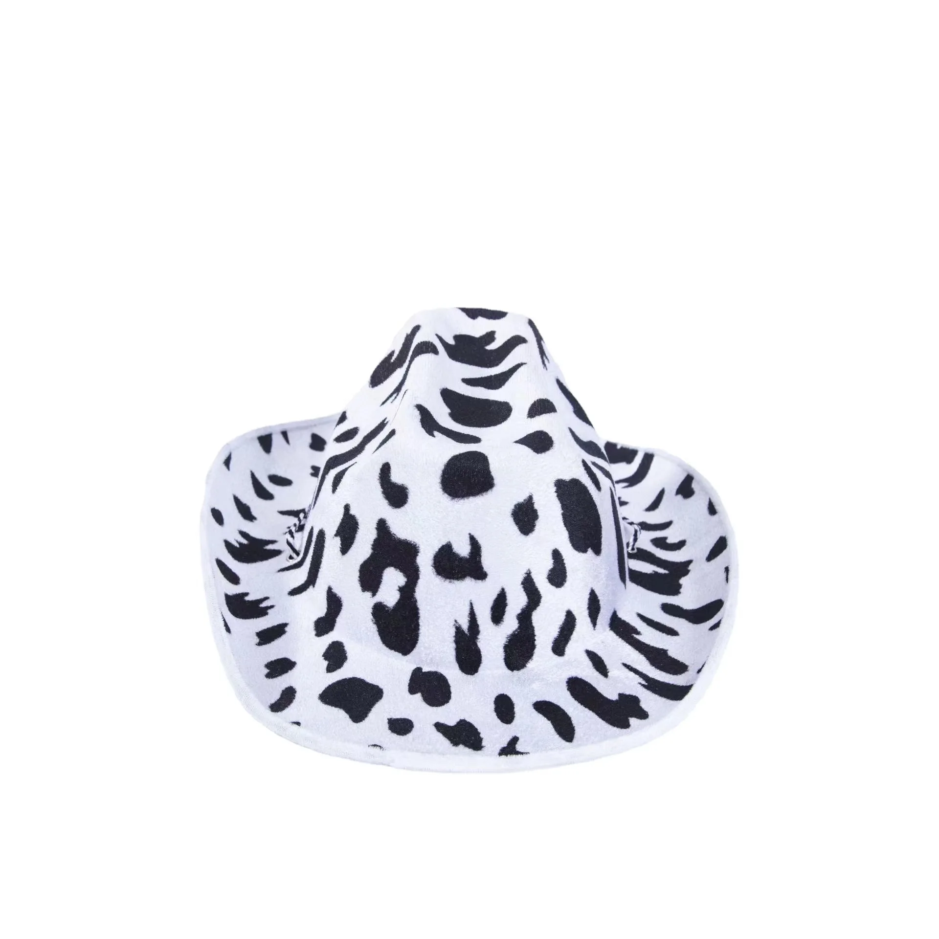 Factory customized cow print party hat holiday printed pattern wide brimmed western cowboy hat for adults