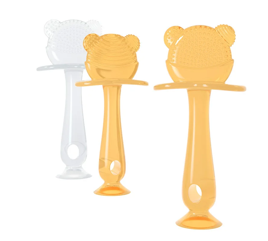 Baby New Product Suction Base Design Baby Little Bear Shape Silicone Teether