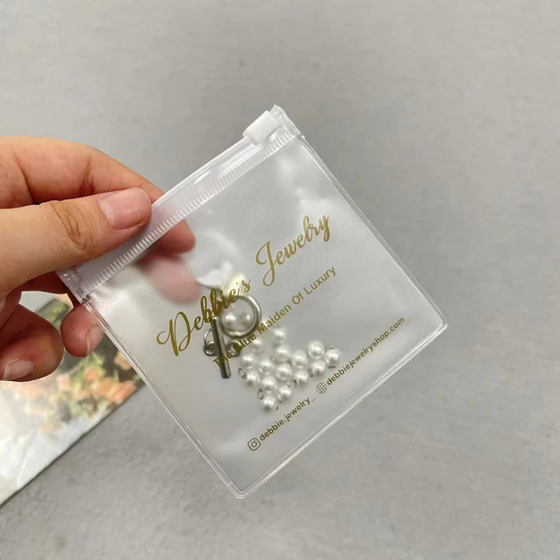 Mini Bags for Earrings Packaging Custom Zip Lock Bags Zipper Bag Clear with Logo Small Frosted Jewelry Boutiques Plastic PVC