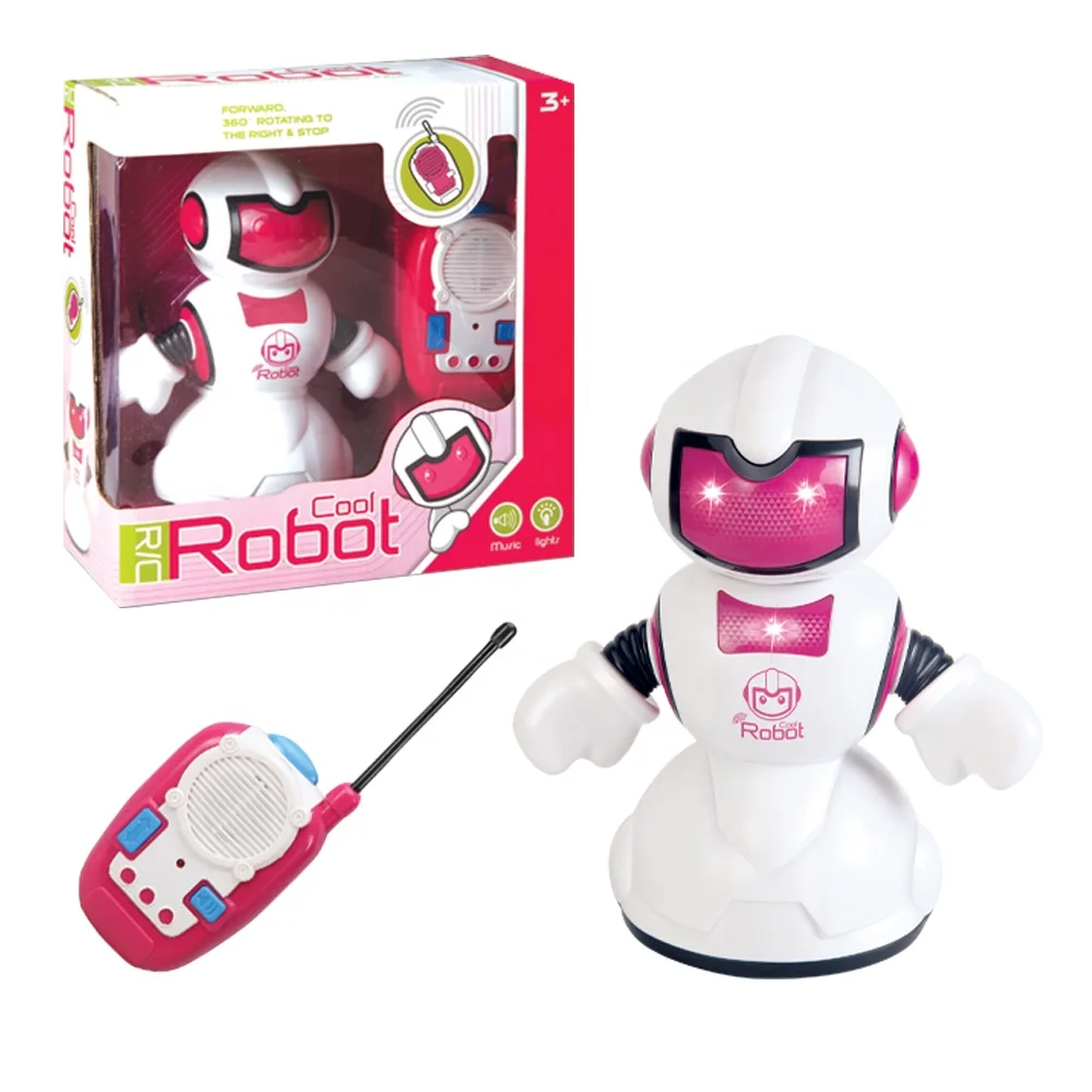 2 Channels Remote Control Robot Toy Cheap Walkinng Forward and 360 Degree Rotating Robot with Light and Music