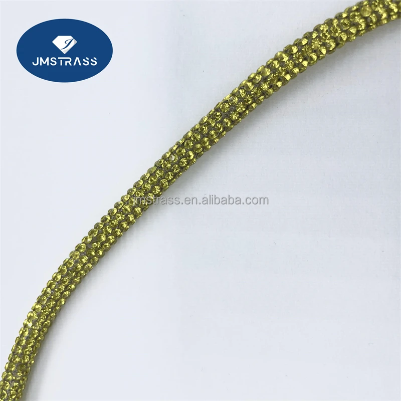 Hot Sale High Quality 6mm 8 rows Round Glass Diamond Crystal Glue Tube Rhinestone Rope For Shoes