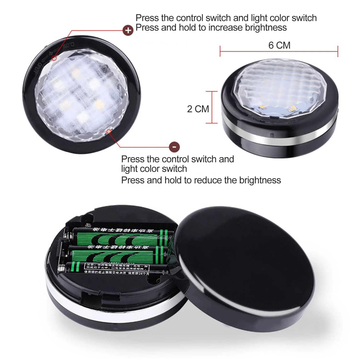 Wireless Closet Wardrobe Under Cabinet Lighting 6 Pack White gold edge LED Puck Light LED Cabinet Lights with Remote Control