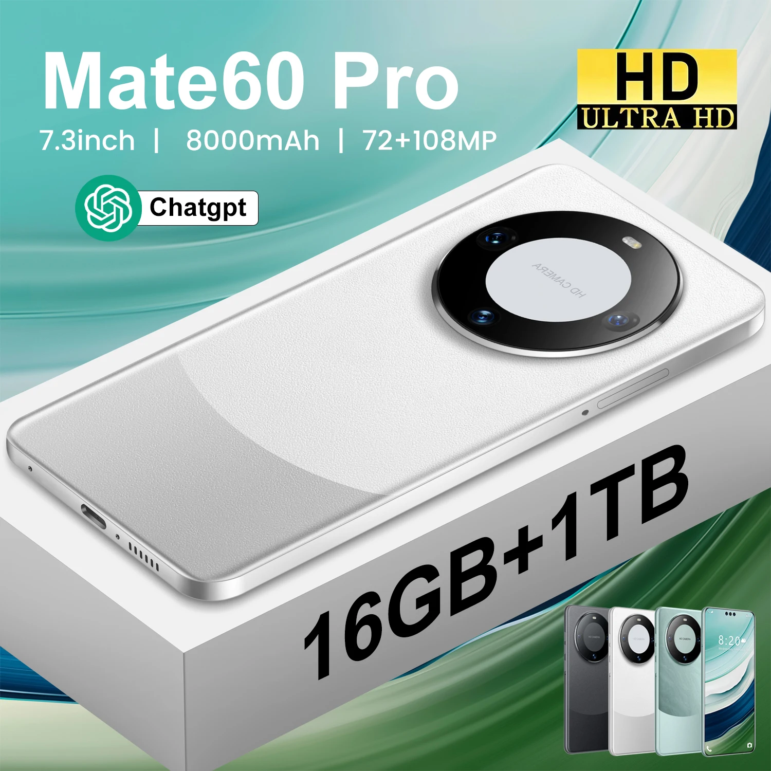 2023 hot selling Mate60pro 7.3inch large screen Android13 mobile phones with multiple colors available best gift cell phone