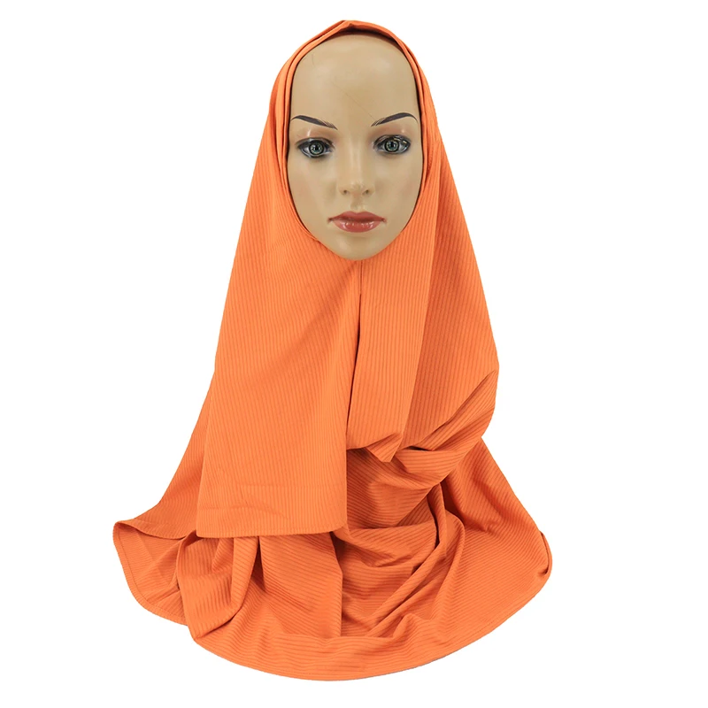 wholesale two loop instant to wear ribbed jersey hija scarf for Muslim women dubai Islamic women instant shawls