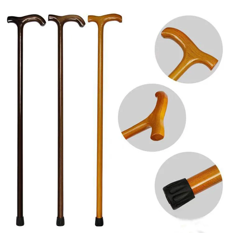 Durable quality wooden Trekking Poles Foldable Wooden Walking Stick Elderly Solid Wood Outdoor Trekking Poles