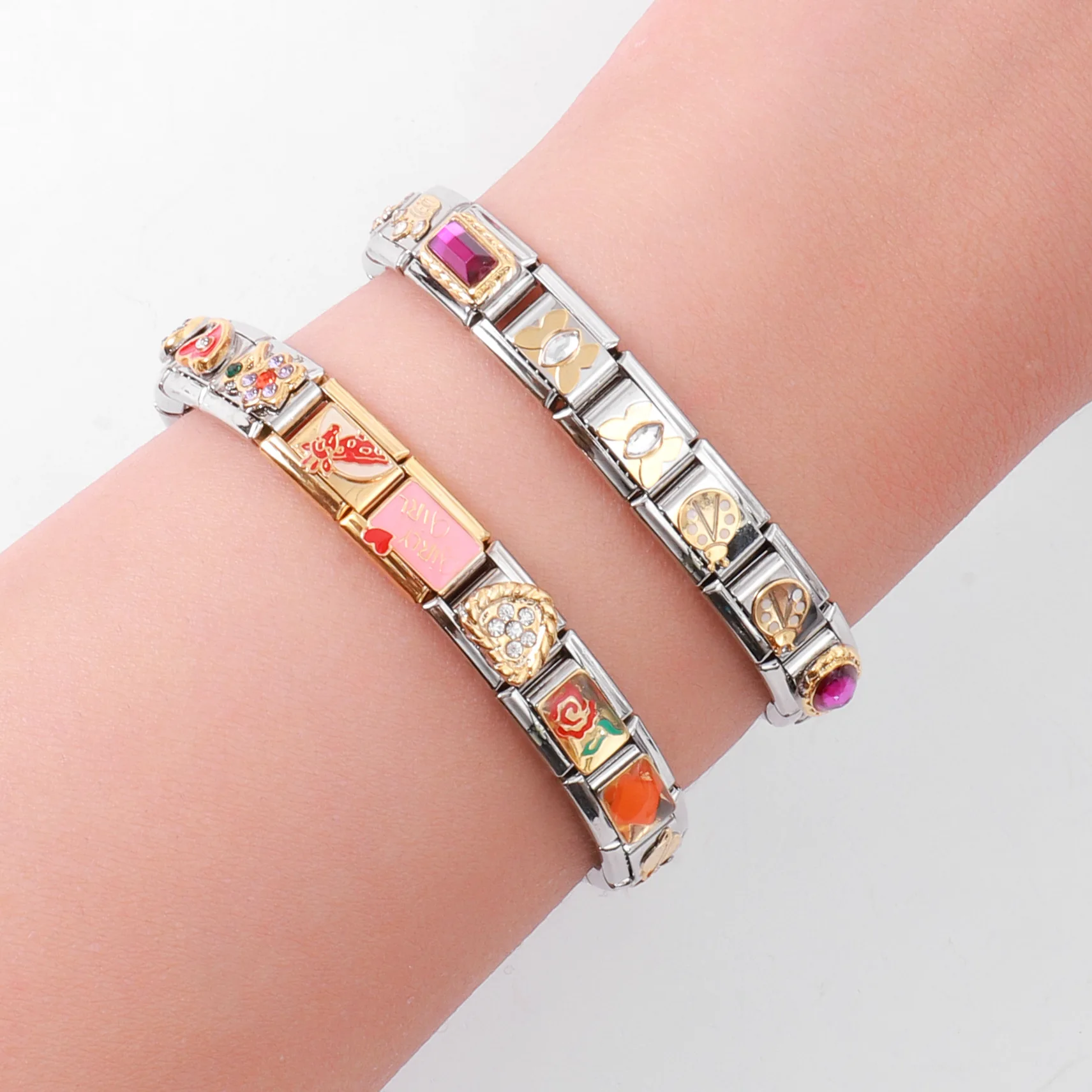 2024 Italian Charms Bracelet Sets with Starter Bracelet  Assorted Charms 9mm Modular Dismountable DIY Charm Link Bracelet