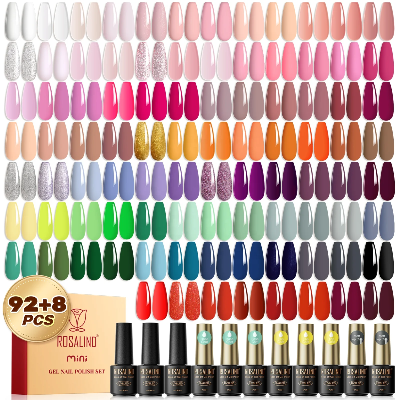 ROSALIND oem odm private label high glossy shiny esmalte varnish vernis long lasting uv led gel nail polish set 100 light colors