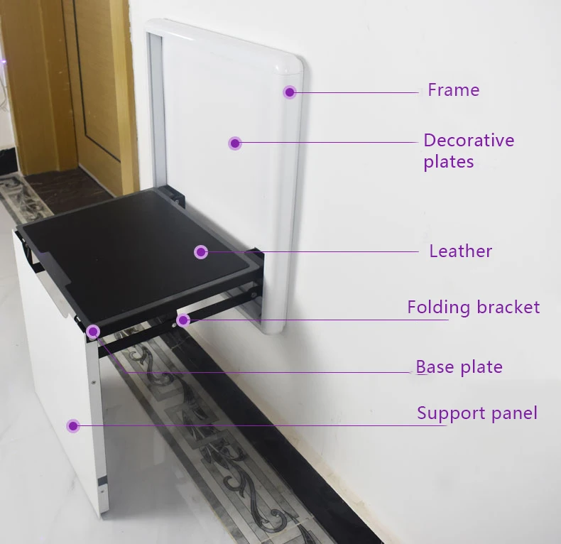 Aluminum Shoe Change Folding Chair Wall Mount Stool Ottoman Chair Space Saving Chair