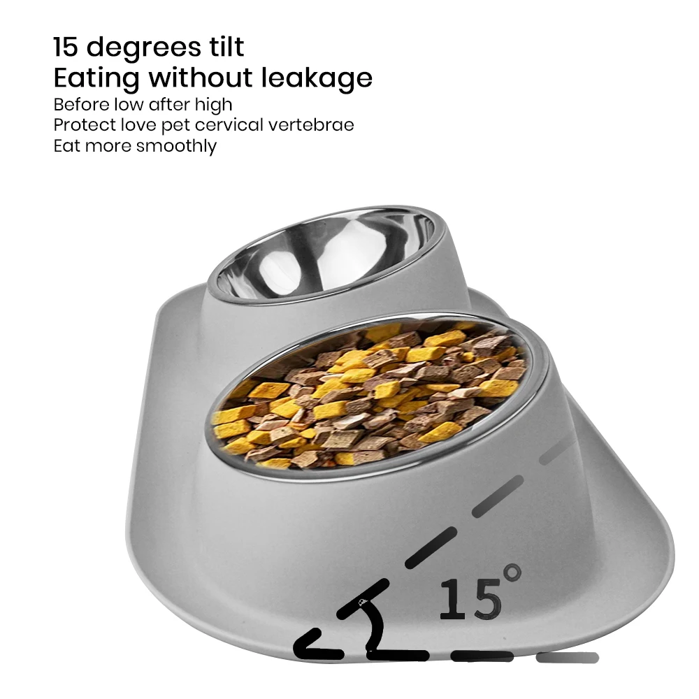 Dog Bowls Double Dog Water and Food Stainless Steel Bowls with Non-Slip Station, Pet Feeder Bowls for Puppy Medium Dogs Cats