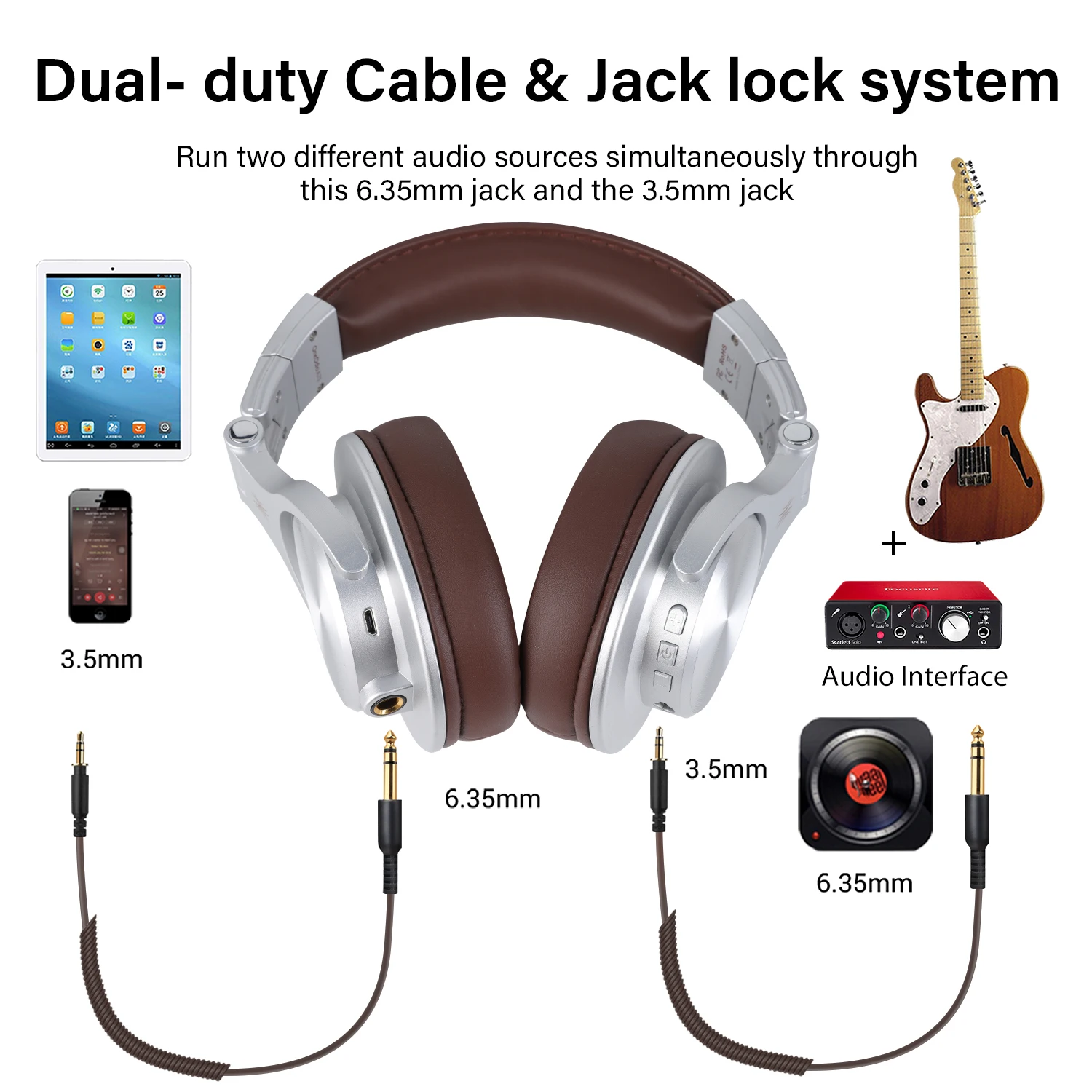 OneOdio A70 Wireless Over Ear Headphones Studio Headphones with Shareport Foldable-Red