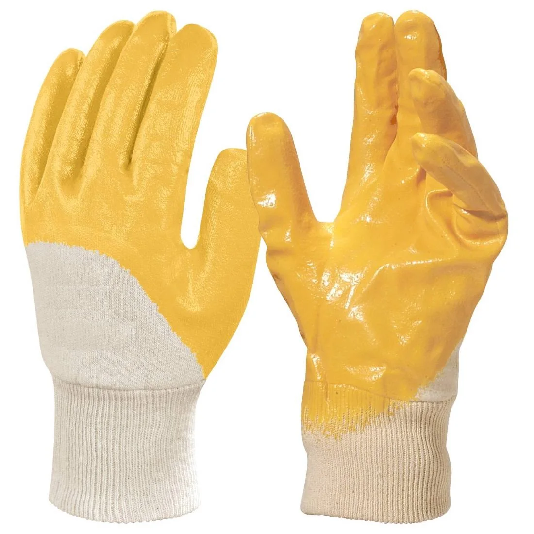 Light Weight Yellow Nitrile Coated Jersey Glove Rukavice od nitrila Handschuhe Nitrile Safety Industrial Knit Wrist Oil Gloves