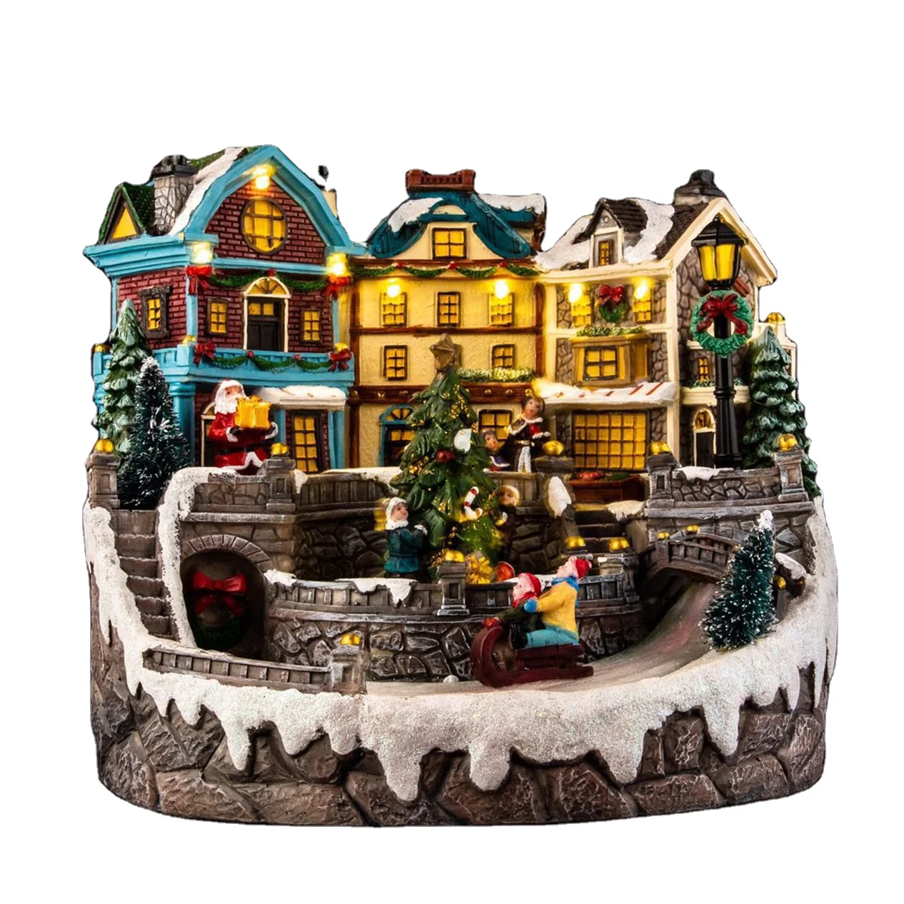 Creative Christmas Micro-Landscape Luminous Small House Model Christmas Gifts Home Decoration Resin Crafts Ornaments