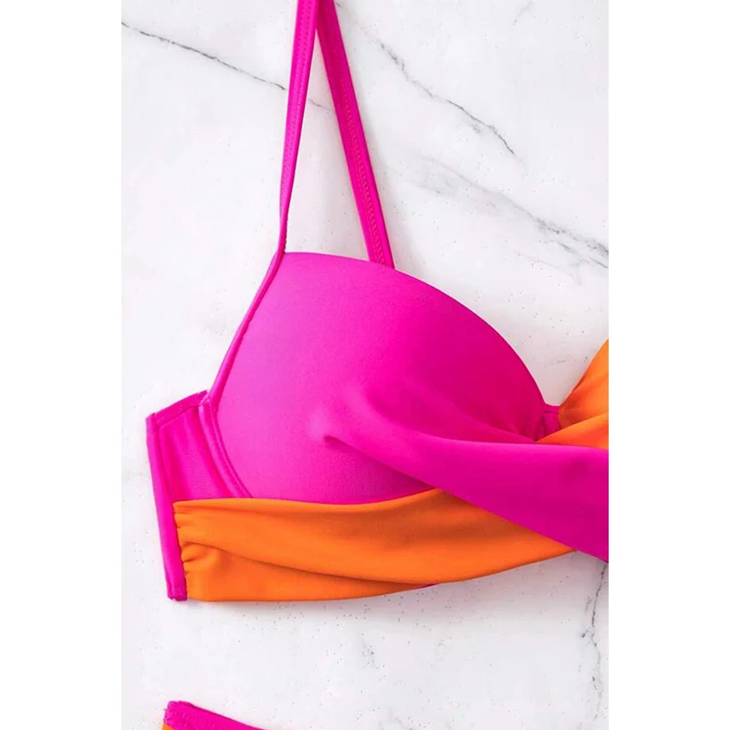 Dear-Lover Wholesale Fast Shipping Patchwork Twist Bikini High Waist Swimsuit Bikini Set Custom Logo