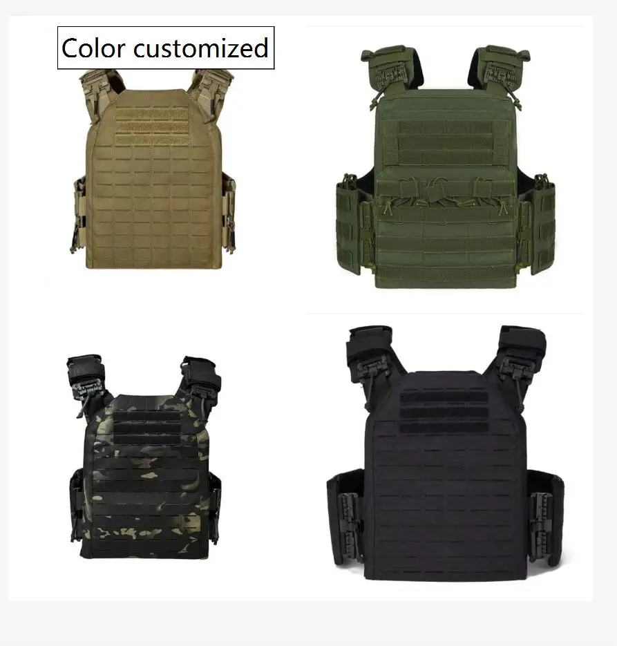 Quick Release Button Body Protective Vest Plate Carrier With Fasten Molle System Black Customized Color Outdoor Training Vest