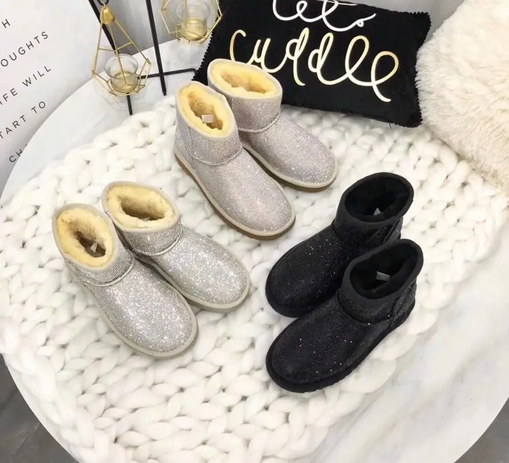 USA hot selling and high quality fashion glitter women boots sparkle ladies snow boots