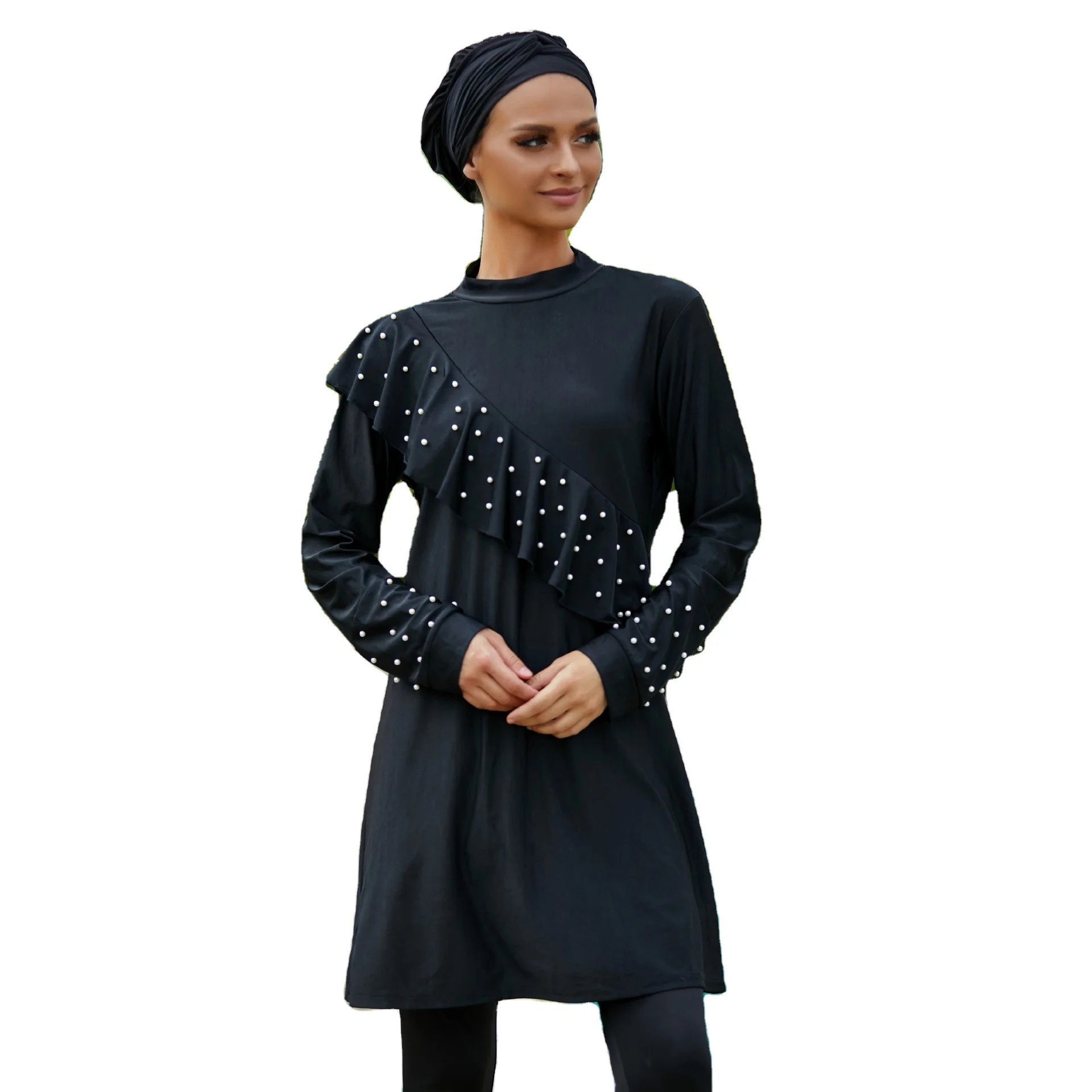Black Swimming Suit For Muslim Fashion Swimwear Women Swimsuit Long Sleeve Arabic Turkey Pakistani Islamic Swim Wear