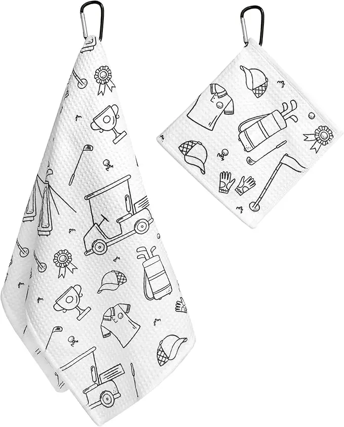 Custom Printed Cotton Quick Drying Golf Towels Sublimation Blank Printing Golf Towels Set