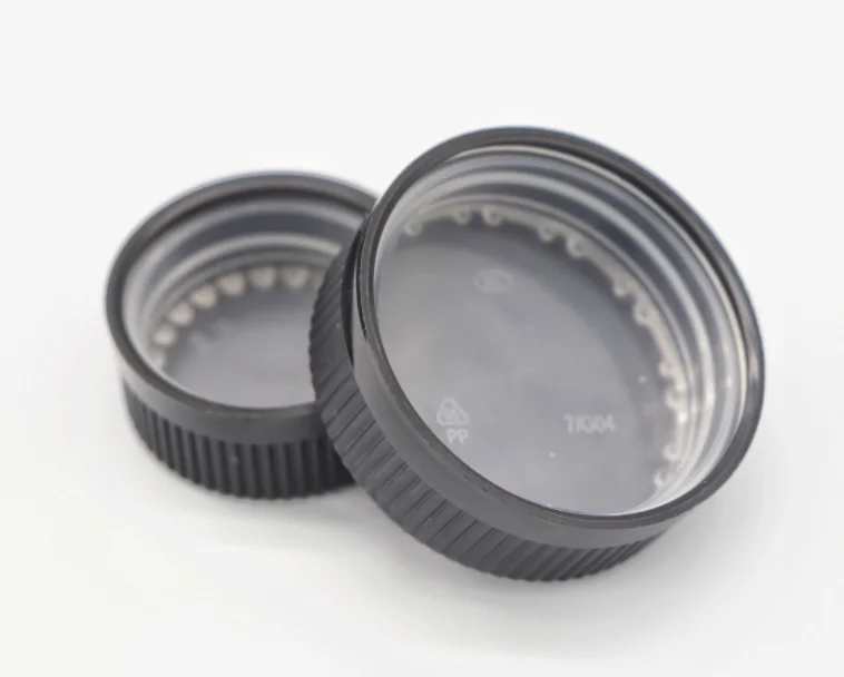 20 24 28 32 38 Plastic CRC Safety Screw Bottle Caps Ribbed Lid Black Child Proof Cap Cover