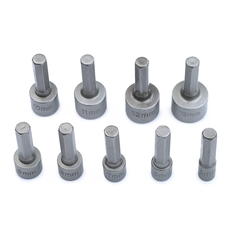 9Pcs Power Nut Driver Hex Shank Drill Bit Adapter Socket Wrench Screw Tool 5mm-13mm