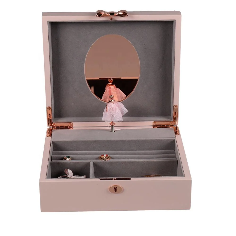 Luxury Wooden Musical Gift Jewelry Storage Box With mirror