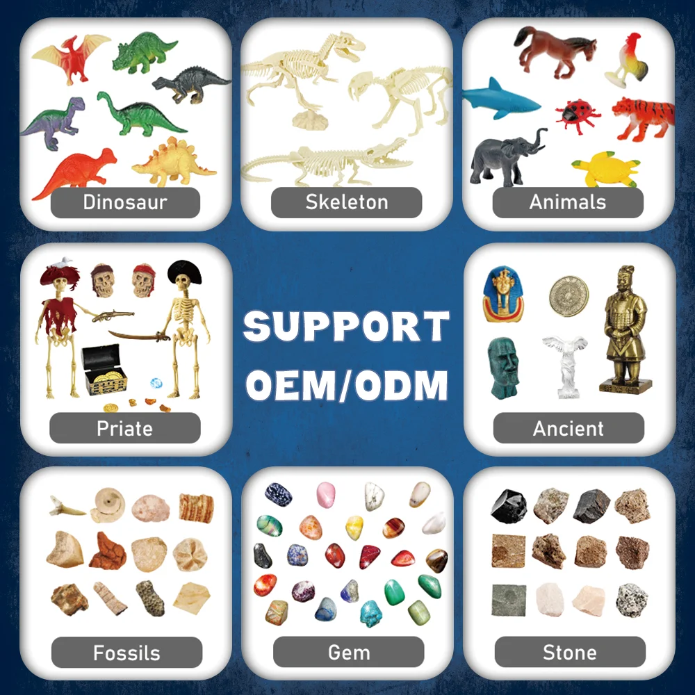 DIY eco friendly beautiful blue ocean series block dig atlantis treasure incloud pearl gemstone fossils dig toy