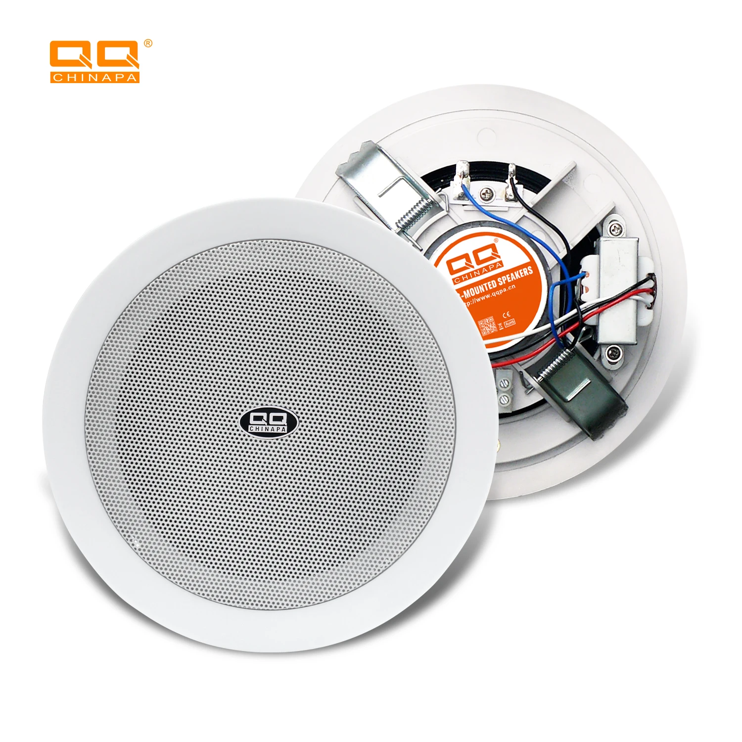 QQCHINAPA 5 inch  6.5inch 8 inch 100V Home Bathroom Wall Mount In Ceiling Speaker From Guangzhou China