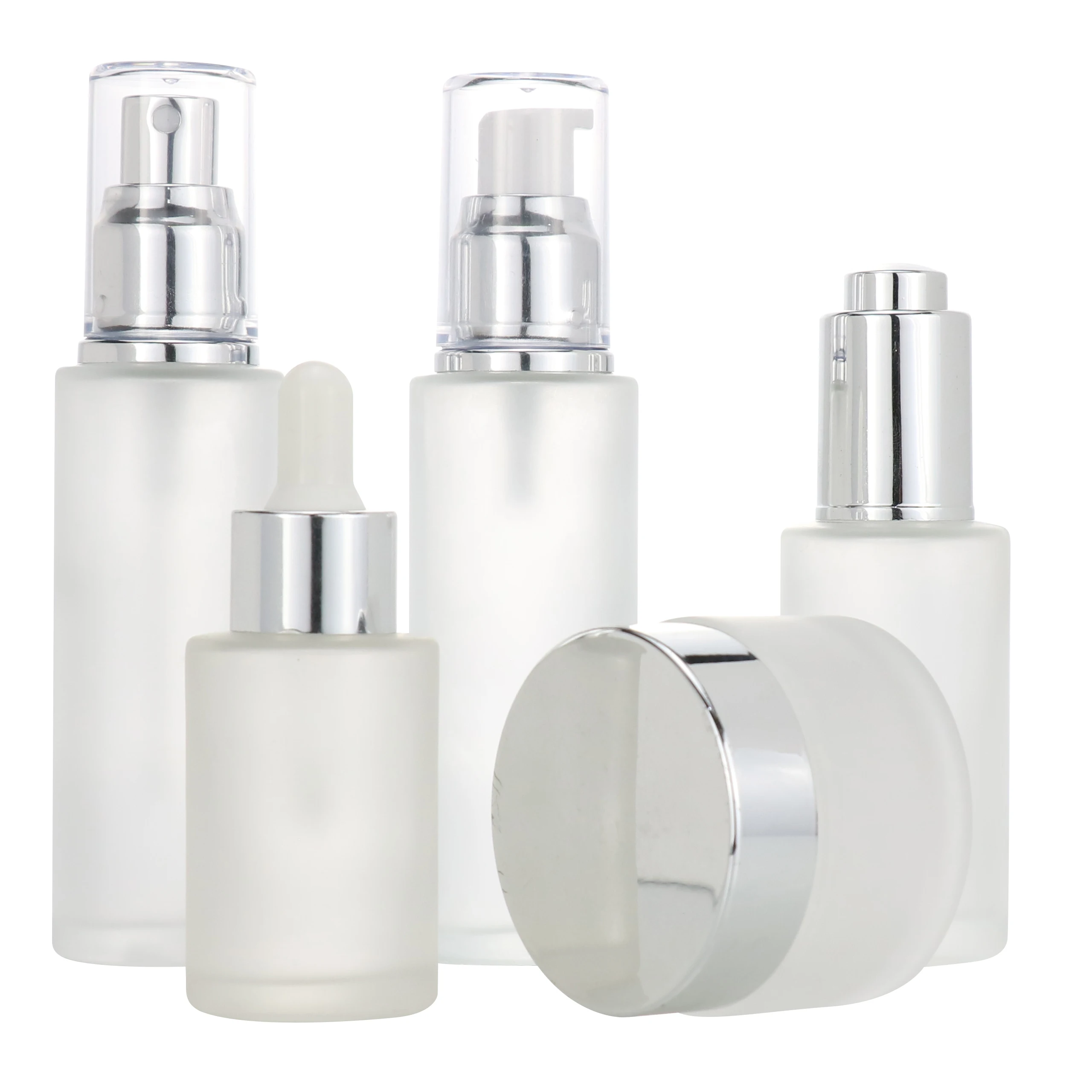 
30ml100ml120ml 30g50g Cosmetics packaging set frosted wood grain water transfer printing emulsion essential glass bottle set 