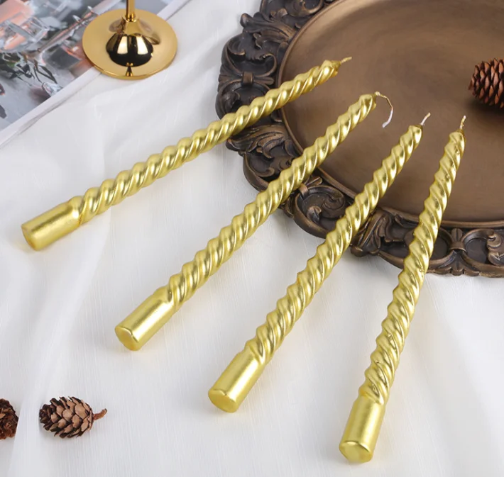 DIY Рождественская вечеринка раскладка спиральные красные и белые тонкие свечи нить 4 Длинные полюсные свечи