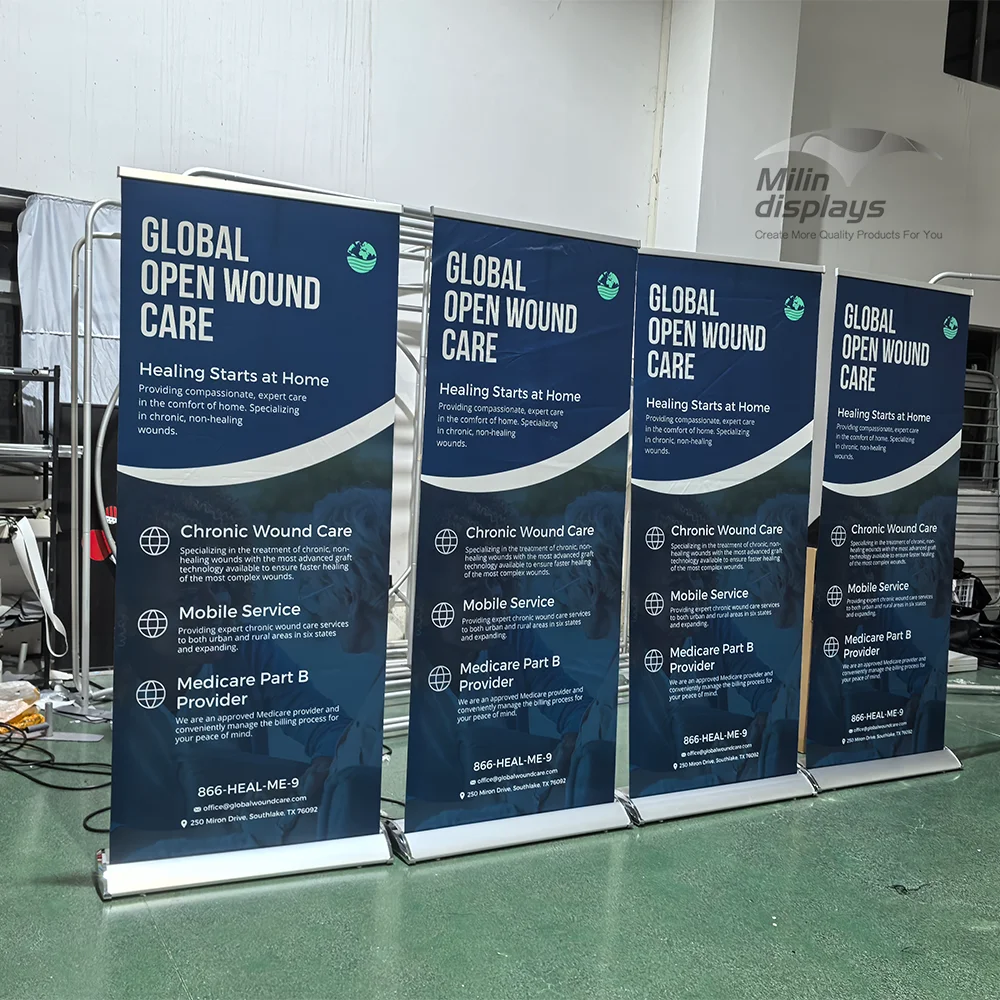 Wholesale High Quality Luxury Reusable Roll up Display Stand for Outdoor Banner Pop Up Advertising Displays Trade Show Banner