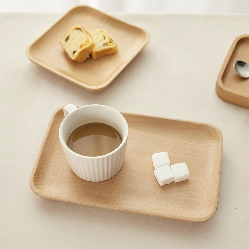 Custom Black Walnut Beech Bamboo Tray Whole Wood Japanese Dinner Pastry Small Rectangular Solid Butterfly Plate Household Items