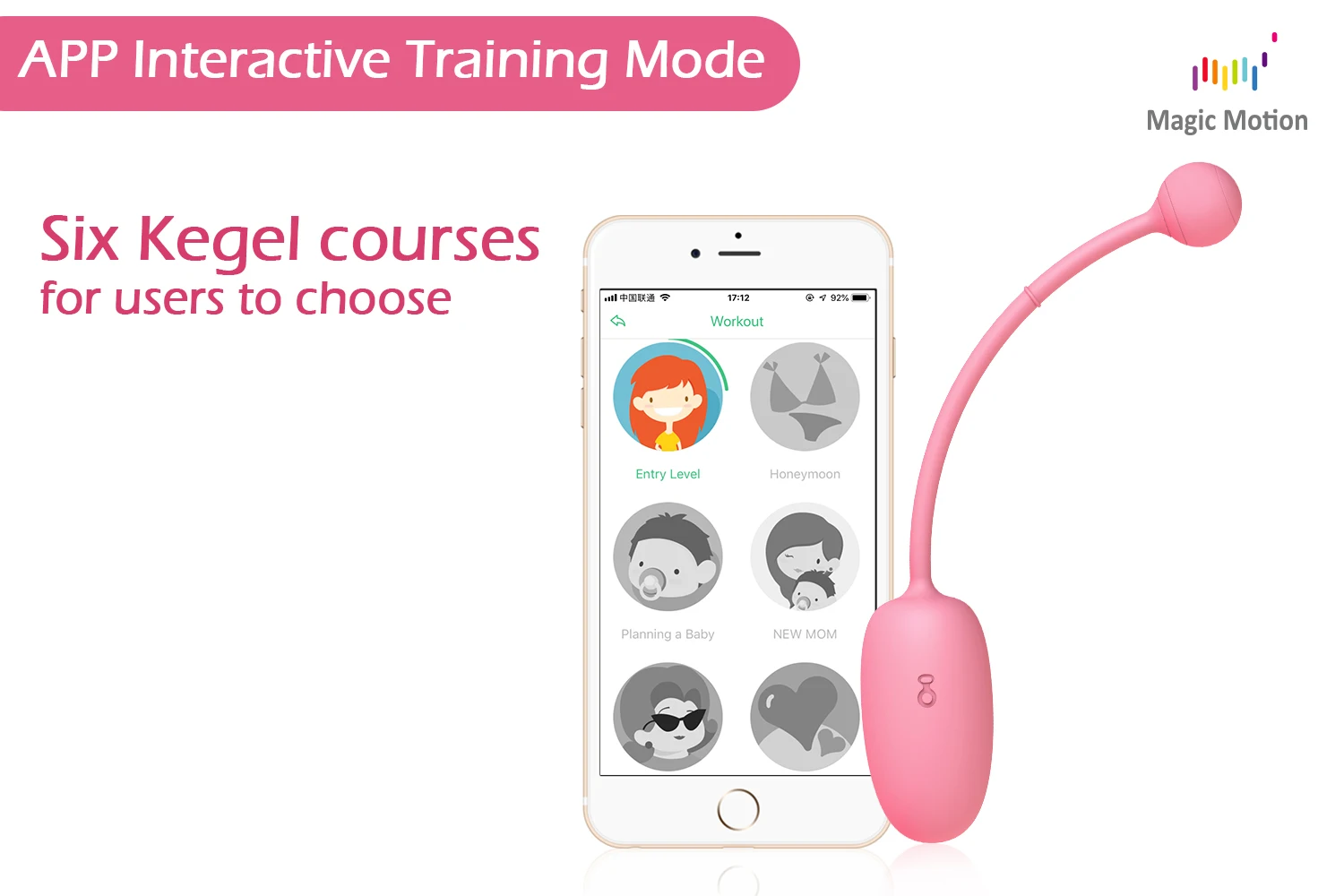 Sex Toy Can Be Used with APP Magic Motion or without APP Voice Coach Trace The Training History Kegel Ball Body Wireless Pink