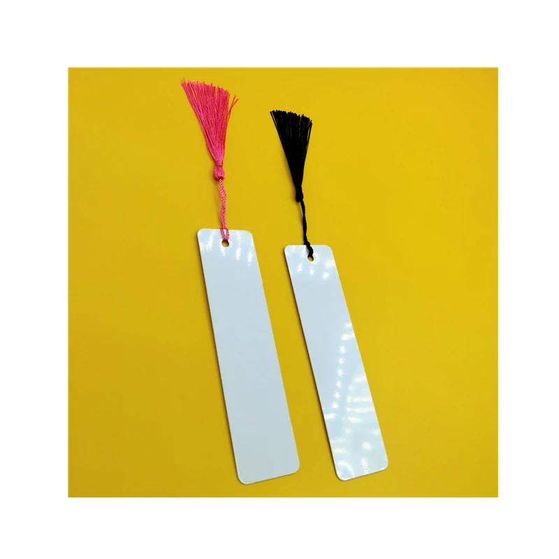 Manufacture Aluminum Sublimation Blank Bookmark Double Sides Metal Blank Bookmarks with Hole and Tassels