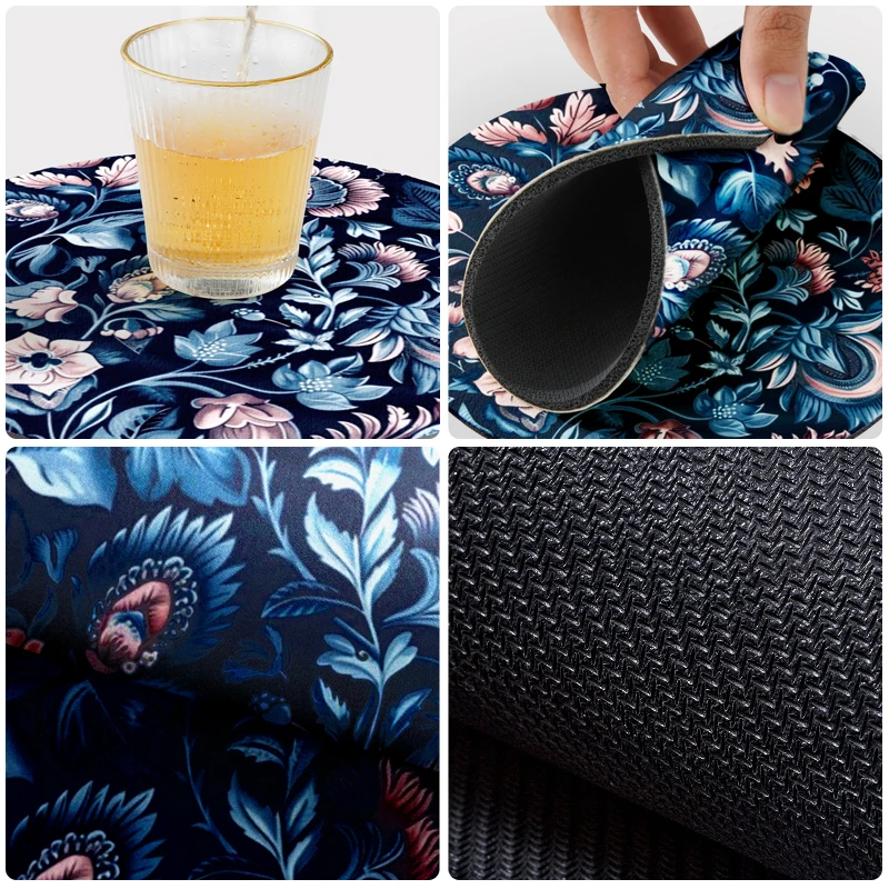 Pack of 6 Flower Custom table coasters placemat non slip anti slip absorbent diatom mud Diatomite diatomaceous earth place mat