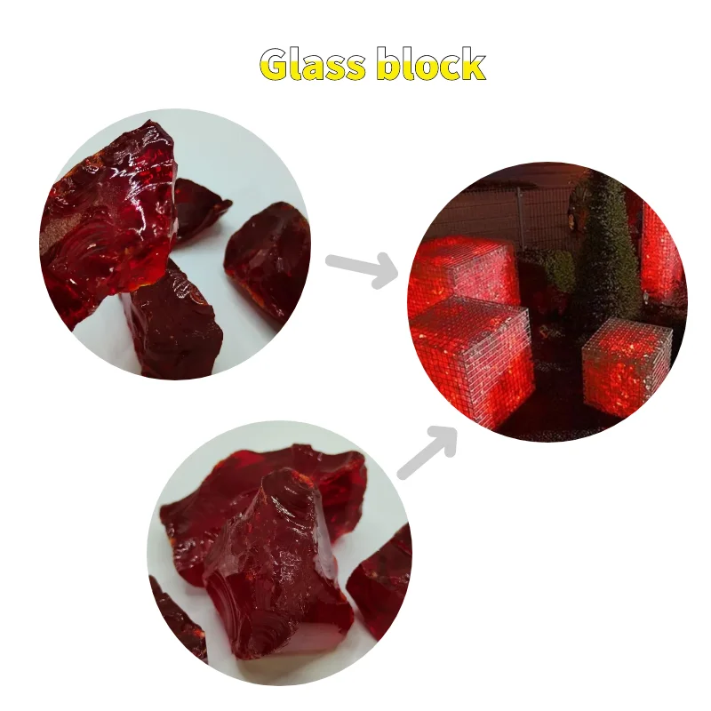 Wholesale irregular glass blocks rock sky blue red  white glass rocks slag crystal for landscaping