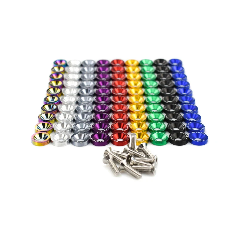 OEM Rainbow Color M6 Fender Countersunk Washer With Screw Kit For Car