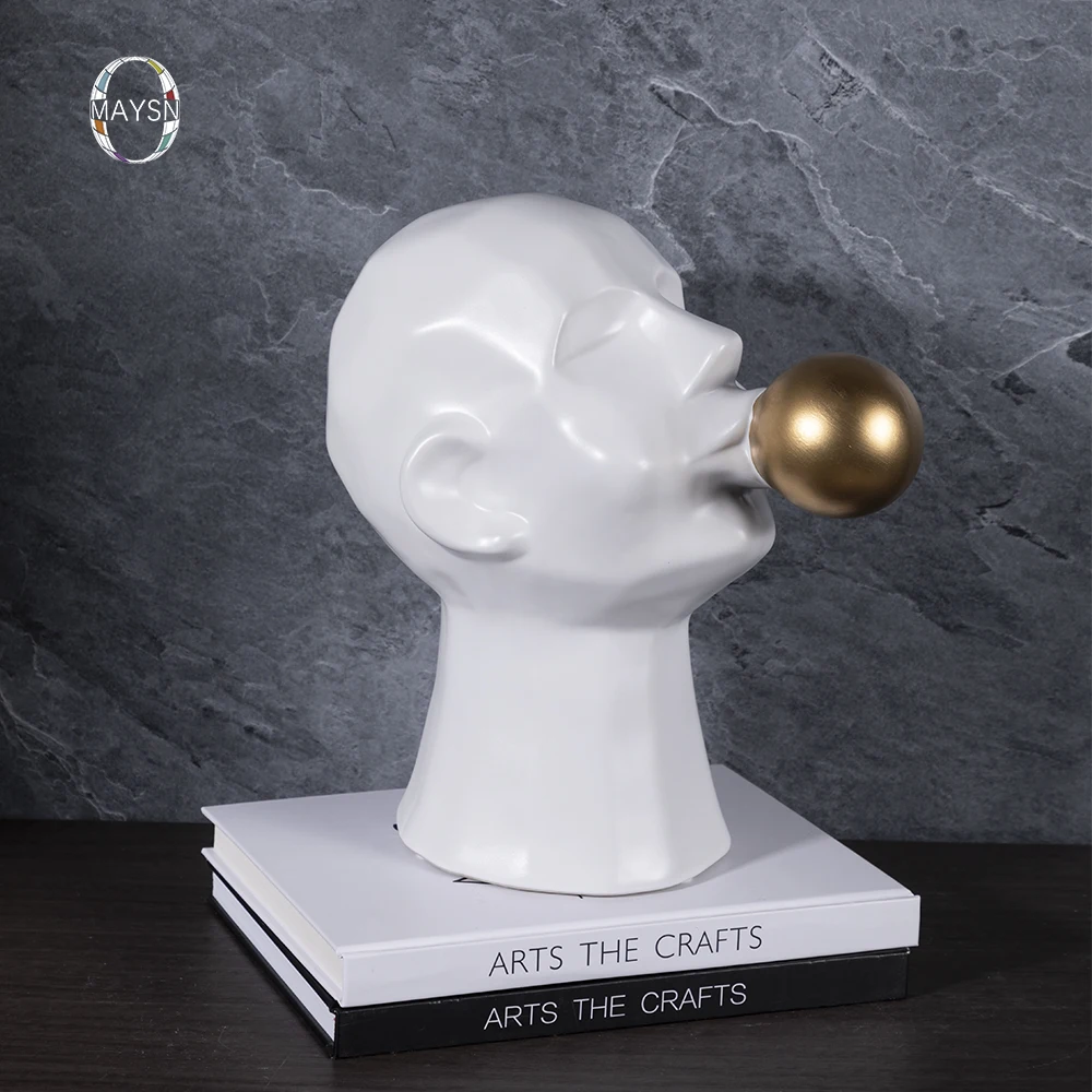 Белая Художественная Скульптура человеческого лица, декоративное настольное украшение, аксессуары для дома, современные статуи, предметы для дома, керамическое украшение