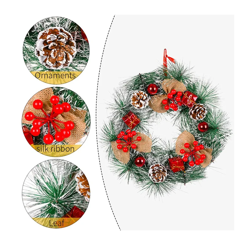Wholesale 30cm Beautiful Mini Christmas Wreath PVC Artificial Christmas Wreath for Door Decoration Custom Size Cheap Price