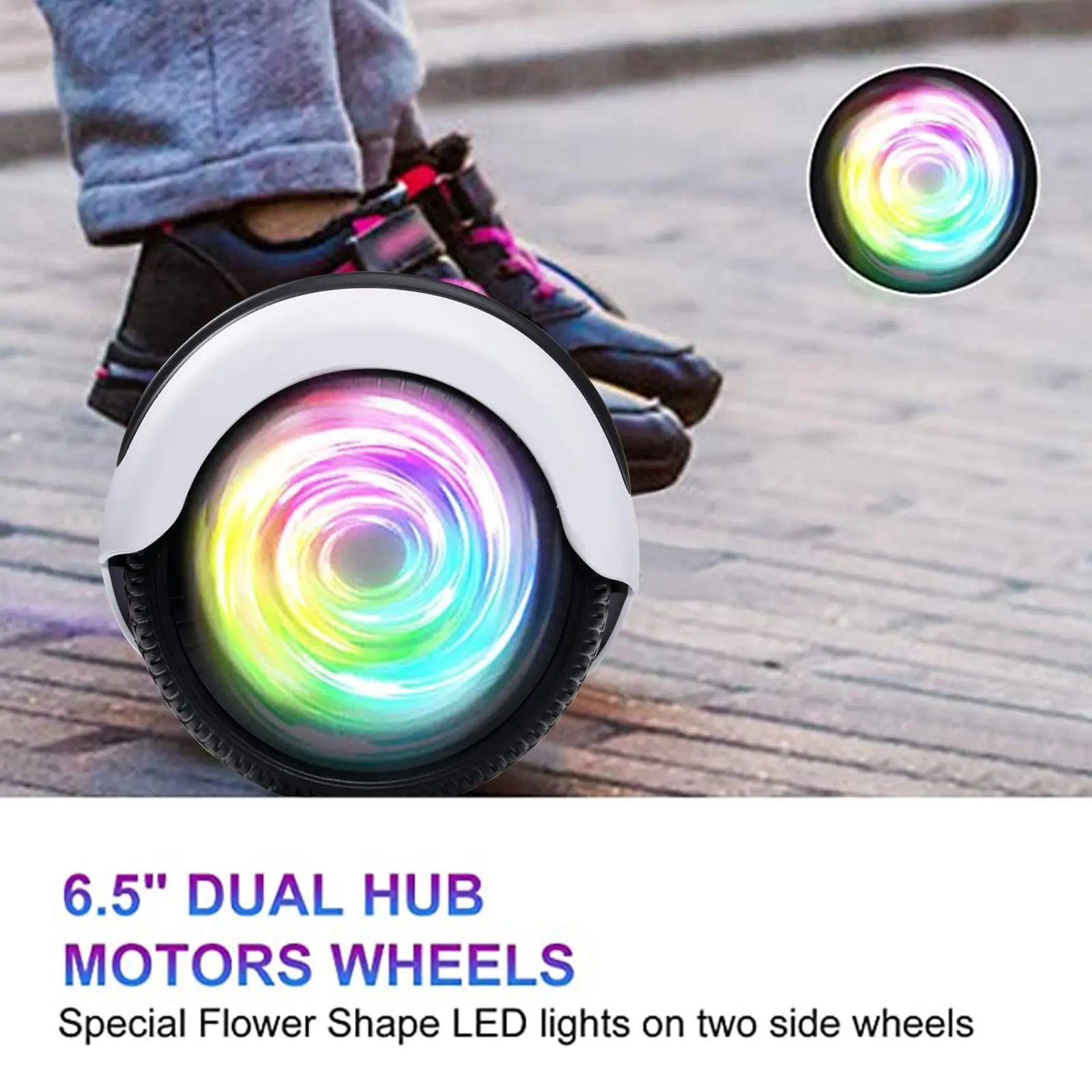 Hoverboard for Kids Ages 6-12 with Built-in Bluetooth Speaker and Colorful Lights Wheels Safety Certified Self Balancing Scooter