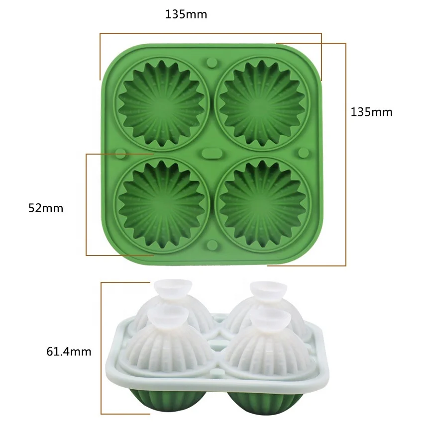 New Design Ice Cream Silicone Molds 4 Cavities Easy To Demold Ice Cube Molds Trays BPA Free Silicone Ice Mold
